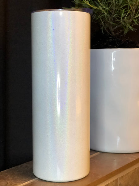 20oz SKINNY STRAIGHT HOLOGRAPHIC GLITTER SUBLIMATION TUMBLER